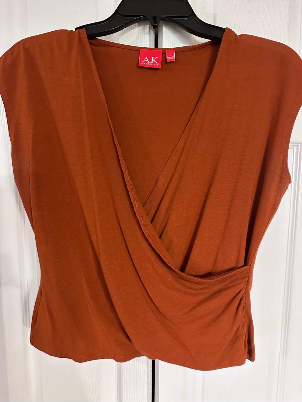 Anne Klein Rust Wrap-Style Women’s Top